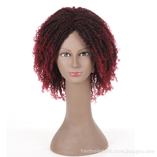 Magic Hair 13"Inch High Temperature Fiber Dreadlock Ombre Burg Crochet Twist Hair Soft Short Synthetic Wigs For Black Women